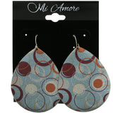 Mi Amore Teardrop  Circle Pattern Dangle-Earrings Blue/Orange