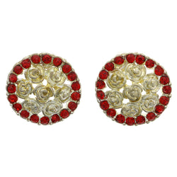 Mi Amore Rose Stud-Earrings Gold-Tone/Red