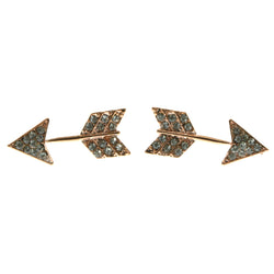 Copper-Tone Metal Arrow Stud-Earrings With Crystal Accents