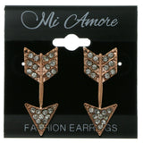 Copper-Tone Metal Arrow Stud-Earrings With Crystal Accents
