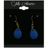 Mi Amore Teardrop Shape Dangle-Earrings Blue/Bronze-Tone
