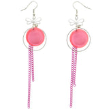 Mi Amore Chain Dangle-Earrings Silver-Tone/Pink