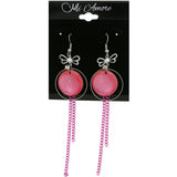 Mi Amore Chain Dangle-Earrings Silver-Tone/Pink