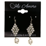 Mi Amore Drop-Dangle-Earrings Gold-Tone/White