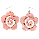 Mi Amore Flower Dangle-Earrings Red/Gold-Tone