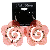 Mi Amore Flower Dangle-Earrings Red/Gold-Tone