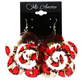Mi Amore Cheetah Print Flower Dangle-Earrings Red & Multicolor