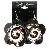 Mi Amore Glitter Flower Dangle-Earrings Black & Brown