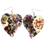 Mi Amore Flower Heart Dangle-Earrings Multicolor & Black