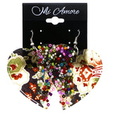 Mi Amore Flower Heart Dangle-Earrings Multicolor & Black