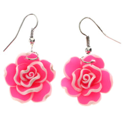 Mi Amore Flower Dangle-Earrings Pink/White