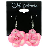 Mi Amore Flower Dangle-Earrings Pink/White