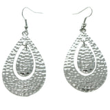 Silver-Tone Metal Dangle-Earrings LQE653