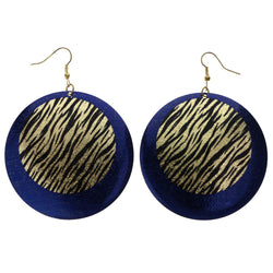 Mi Amore Zebra Stripe Dangle-Earrings Blue/Gold-Tone