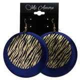 Mi Amore Zebra Stripe Dangle-Earrings Blue/Gold-Tone