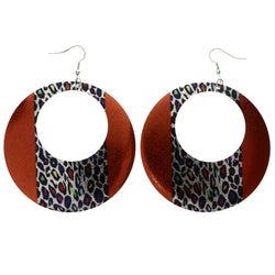 Mi Amore Cheetah Print Dangle-Earrings Orange/Multicolor