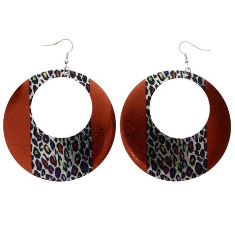 Mi Amore Cheetah Print Dangle-Earrings Orange/Multicolor