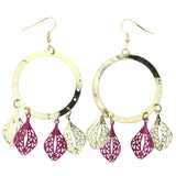 Mi Amore Leaf Dangle-Earrings Gold-Tone/Pink