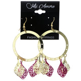 Mi Amore Leaf Dangle-Earrings Gold-Tone/Pink