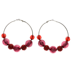 Mi Amore Hoop-Earrings Red/Silver-Tone