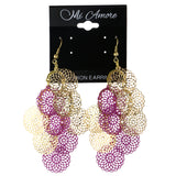 Mi Amore Flower Chandelier-Earrings Gold-Tone/Pink