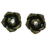 Mi Amore Flower Post-Earrings Green/Silver-Tone