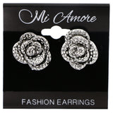 Mi Amore Flower Post-Earrings Silver-Tone/Black