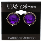 Mi Amore Antiqued Post-Earrings Purple/Silver-Tone