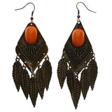 Mi Amore Antiqued Leaf Dangle-Earrings Gold-Tone & Orange