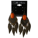 Mi Amore Antiqued Leaf Dangle-Earrings Gold-Tone & Orange