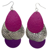 Mi Amore Textured Chandelier-Earrings Purple/Silver-Tone