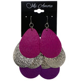 Mi Amore Textured Chandelier-Earrings Purple/Silver-Tone