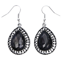 Mi Amore Antiqued Dangle-Earrings Black/Silver-Tone