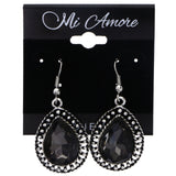 Mi Amore Antiqued Dangle-Earrings Black/Silver-Tone