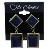 Mi Amore Antiqued Drop-Dangle-Earrings Blue/Gold-Tone