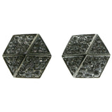 Silver-Tone Metal Stud-Earrings With Crystal Accents LQE659
