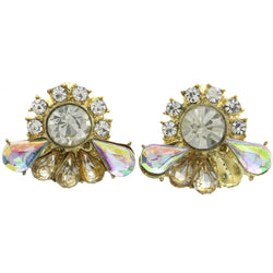 Mi Amore AB Finish Post-Earrings Gold-Tone