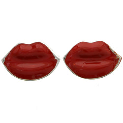 Mi Amore Lips Stud-Earrings Silver-Tone/Red