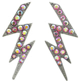 Mi Amore Lightning Bolt Dangle-Earrings Silver-Tone/Pink