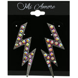 Mi Amore Lightning Bolt Dangle-Earrings Silver-Tone/Pink