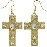 Mi Amore Cross  Dangle-Earrings Gold-Tone