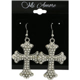 Mi Amore Cross  Dangle-Earrings Silver-Tone