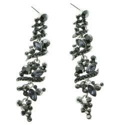 Silver-Tone Metal Dangle-Earrings With Crystal Accents