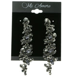 Silver-Tone Metal Dangle-Earrings With Crystal Accents