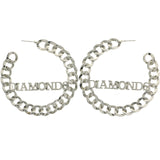 Mi Amore The Word Diamond Hoop-Earrings Silver-Tone