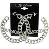 Mi Amore The Word Diamond Hoop-Earrings Silver-Tone