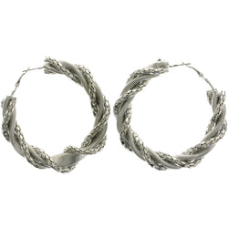 Mi Amore Twisted Chain Hoop-Earrings Silver-Tone
