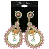 Mi Amore AB Finish Dangle-Earrings Gold-Tone/Pink