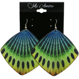 Mi Amore Peacock Pattern Dangle-Earrings Silver-Tone/Multicolor