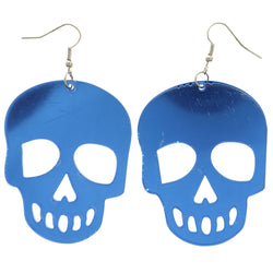 Mi Amore Skull Dangle-Earrings Blue